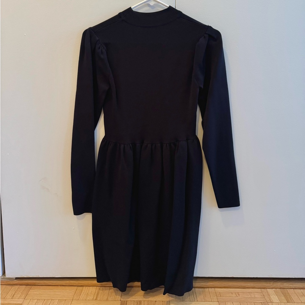 Zara Black Mock Neck Mini Dress Long Sleeve